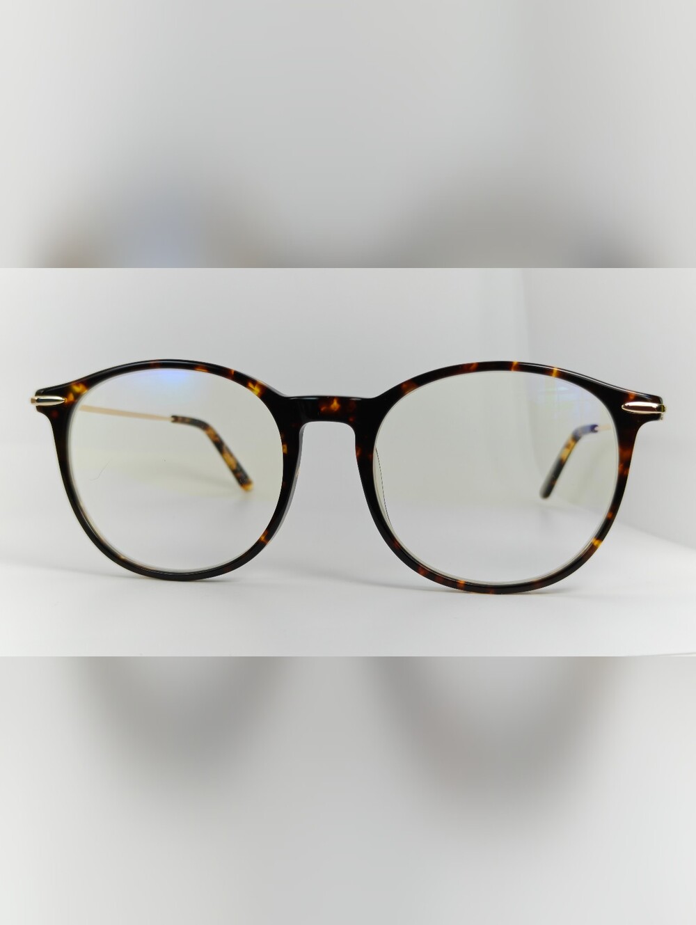 Quill. Tortoiseshell Round Eyeglasses, Brown Gold.